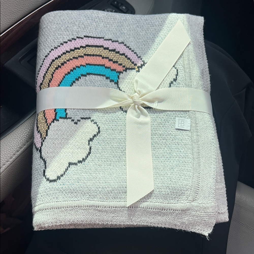 Elegant Baby Gray Grey Organic Cotton Rainbow Blanket NWT